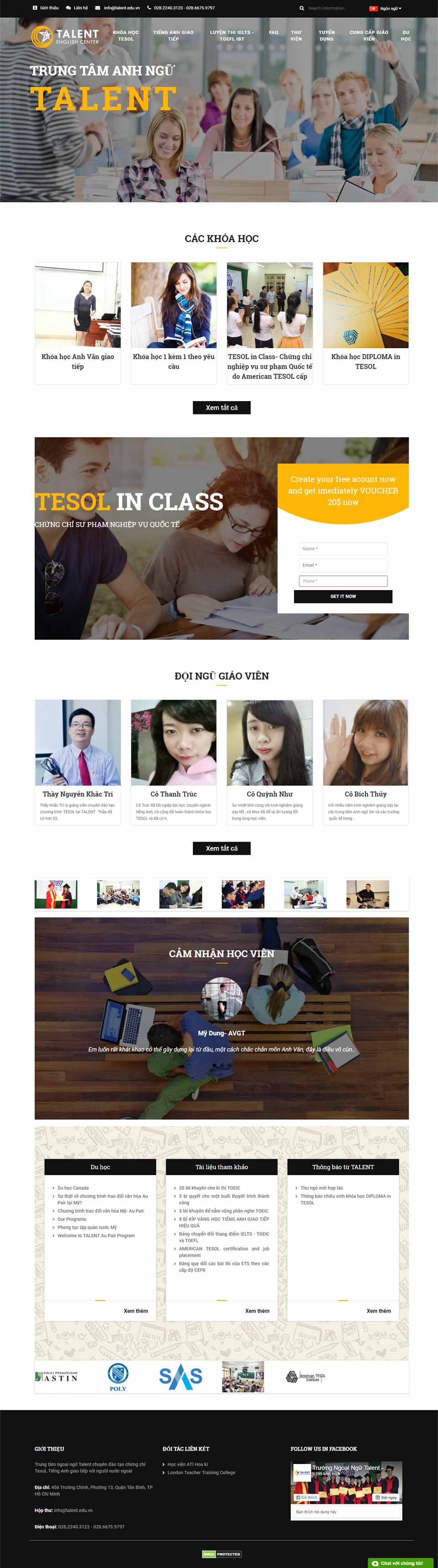 Thiết kế website và marketing cho trường ngoại ngữ Talent